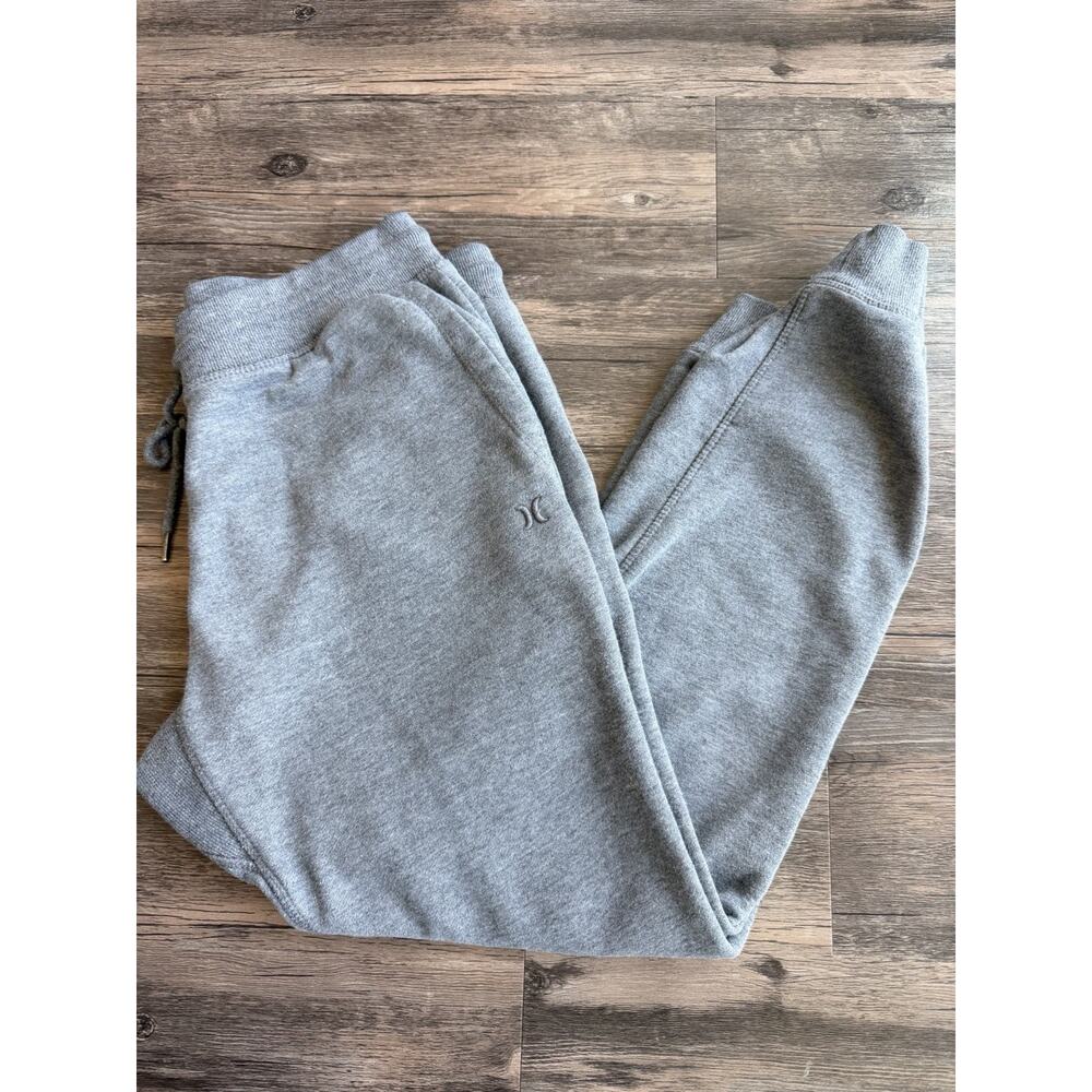 Hurley Sweatpants Mens Large Gray Fleece Joggers Drawstring Cuffed Athletic